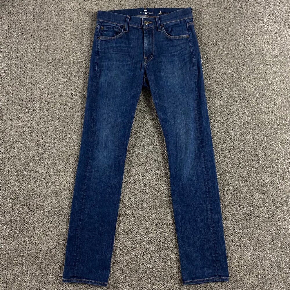 7 For All Mankind Slimmy Jeans Men's 29 Measures 31.5 x 32.75 Blue Stretch